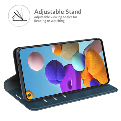 Silky Touch Auto-absorbed Flip Leather Wallet Stand Case for Samsung Galaxy A21s Cell Phone Accessory
