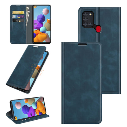 Silky Touch Auto-absorbed Flip Leather Wallet Stand Case for Samsung Galaxy A21s Cell Phone Accessory