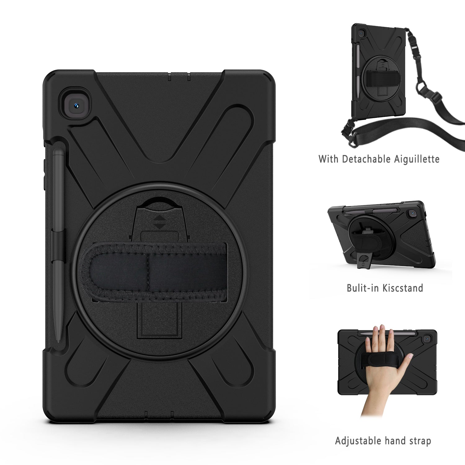 [X-Shape] PC + TPU 360 Degree Swivel Shell and Shoulder Strap for Samsung Galaxy Tab S6 Lite P610/P615/S6 Lite (2022)