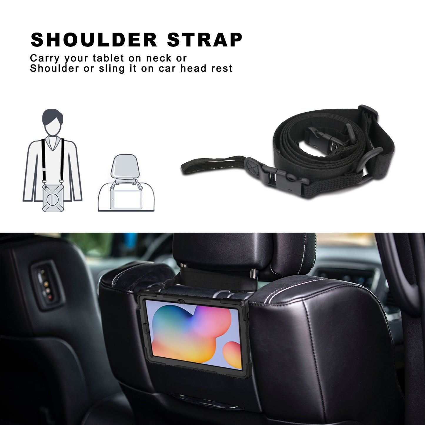 [X-Shape] PC + TPU 360 Degree Swivel Shell and Shoulder Strap for Samsung Galaxy Tab S6 Lite P610/P615/S6 Lite (2022)