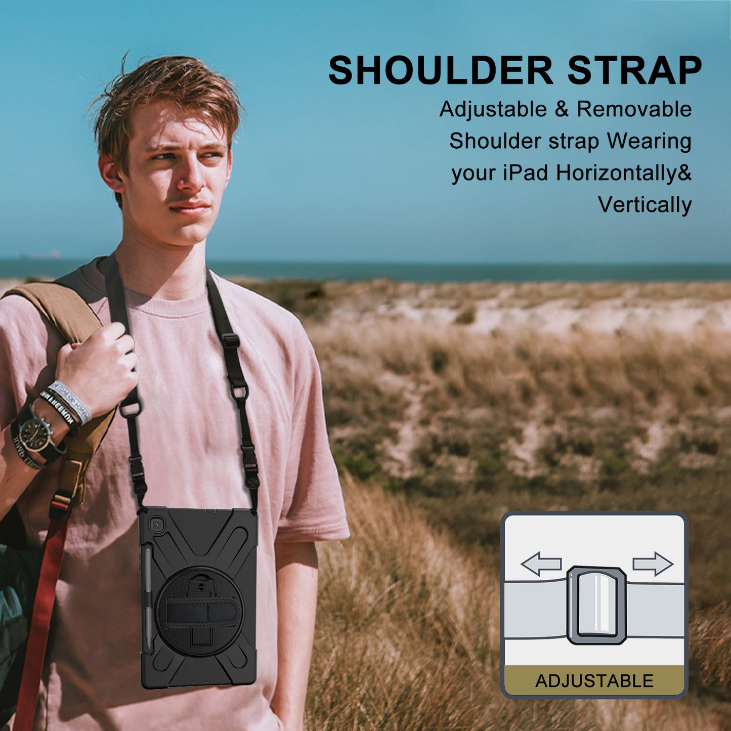 [X-Shape] PC + TPU 360 Degree Swivel Shell and Shoulder Strap for Samsung Galaxy Tab S6 Lite P610/P615/S6 Lite (2022)