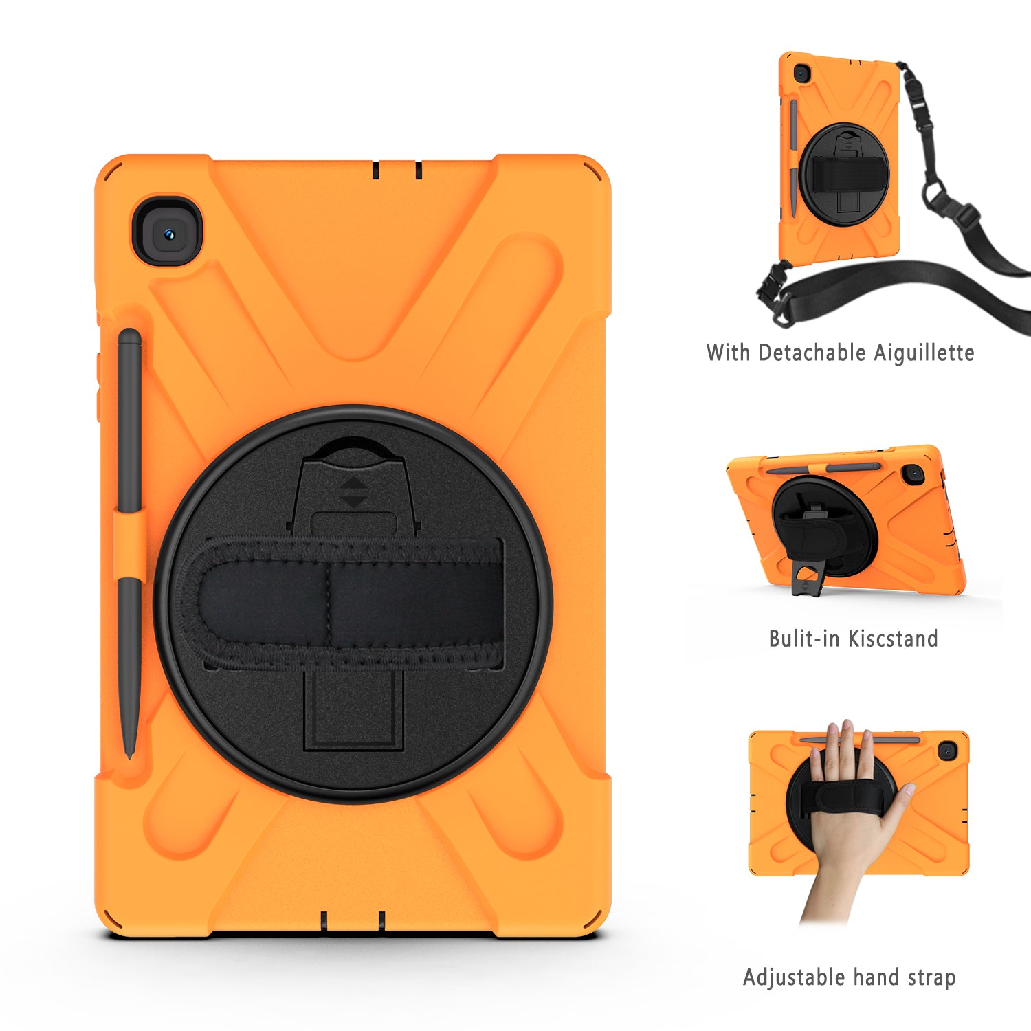 [X-Shape] PC + TPU 360 Degree Swivel Shell and Shoulder Strap for Samsung Galaxy Tab S6 Lite P610/P615/S6 Lite (2022)