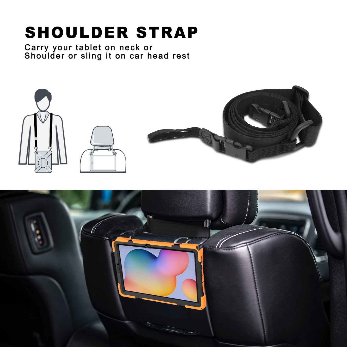 [X-Shape] PC + TPU 360 Degree Swivel Shell and Shoulder Strap for Samsung Galaxy Tab S6 Lite P610/P615/S6 Lite (2022)