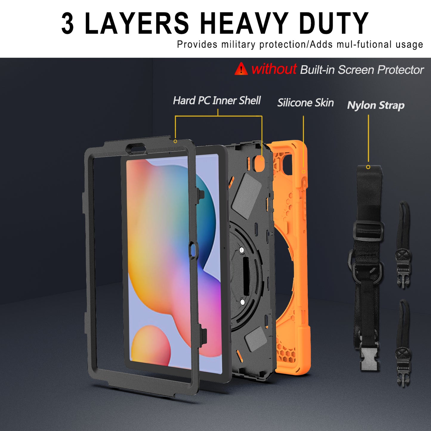 [X-Shape] PC + TPU 360 Degree Swivel Shell and Shoulder Strap for Samsung Galaxy Tab S6 Lite P610/P615/S6 Lite (2022)