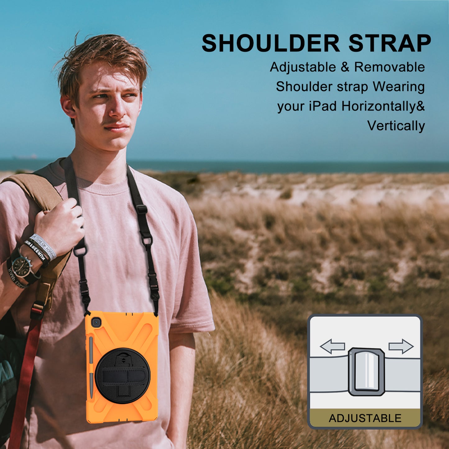 [X-Shape] PC + TPU 360 Degree Swivel Shell and Shoulder Strap for Samsung Galaxy Tab S6 Lite P610/P615/S6 Lite (2022)