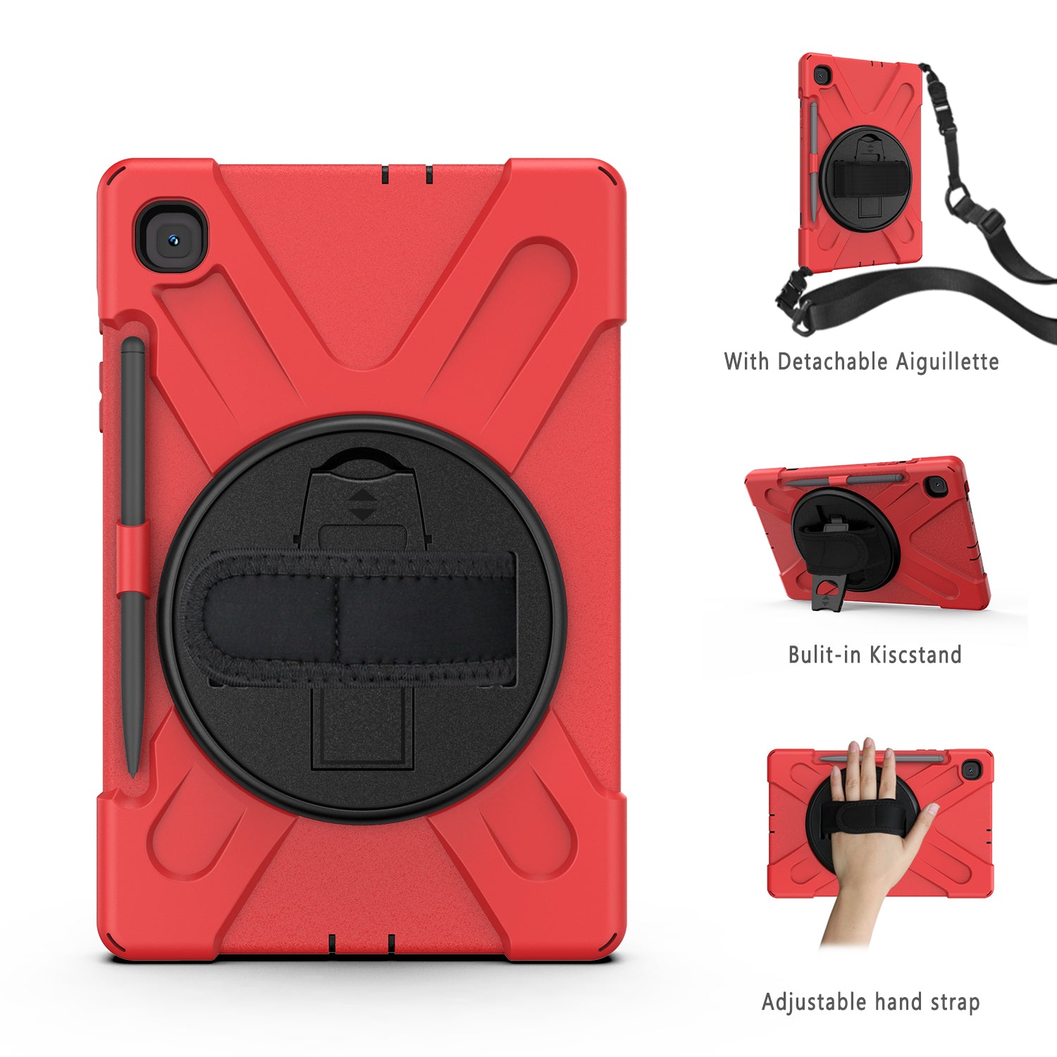 [X-Shape] PC + TPU 360 Degree Swivel Shell and Shoulder Strap for Samsung Galaxy Tab S6 Lite P610/P615/S6 Lite (2022)