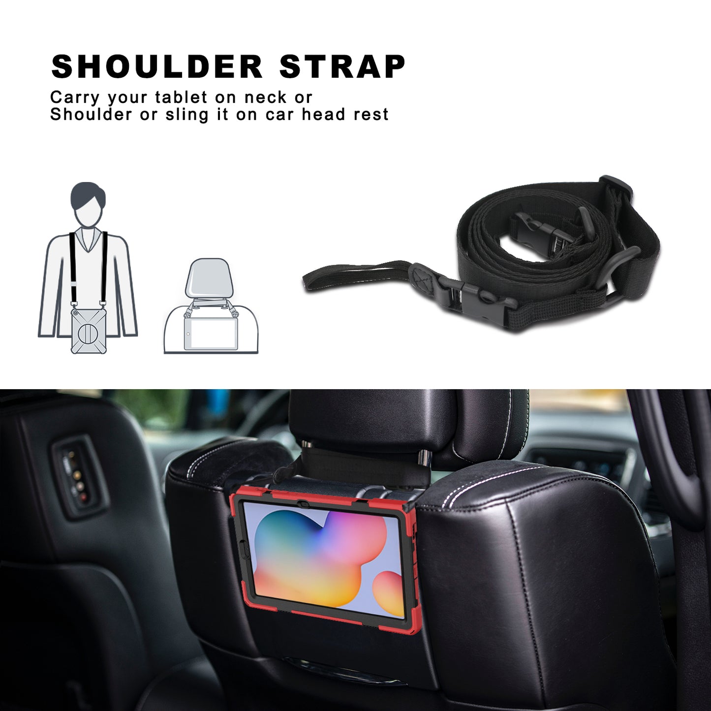 [X-Shape] PC + TPU 360 Degree Swivel Shell and Shoulder Strap for Samsung Galaxy Tab S6 Lite P610/P615/S6 Lite (2022)
