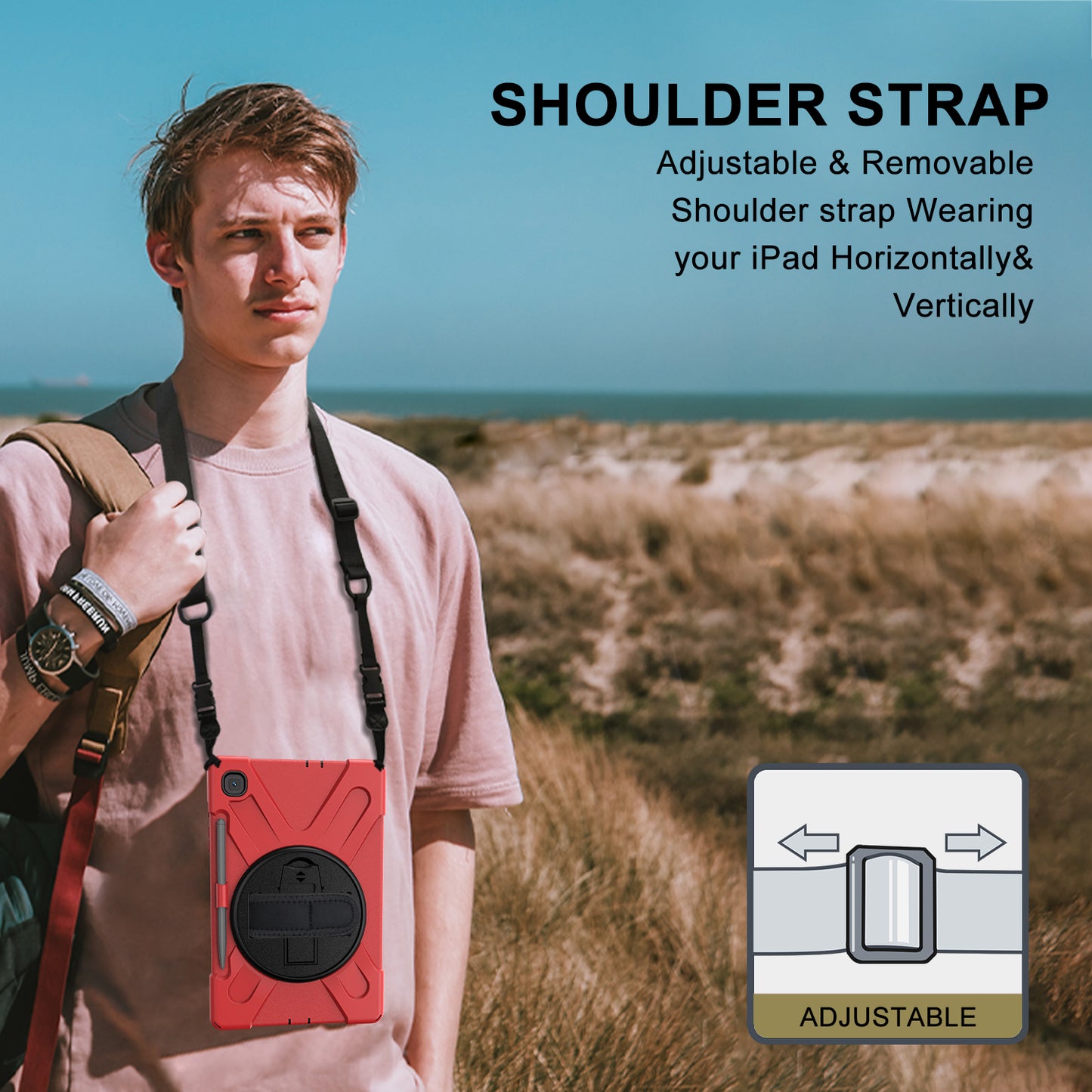 [X-Shape] PC + TPU 360 Degree Swivel Shell and Shoulder Strap for Samsung Galaxy Tab S6 Lite P610/P615/S6 Lite (2022)