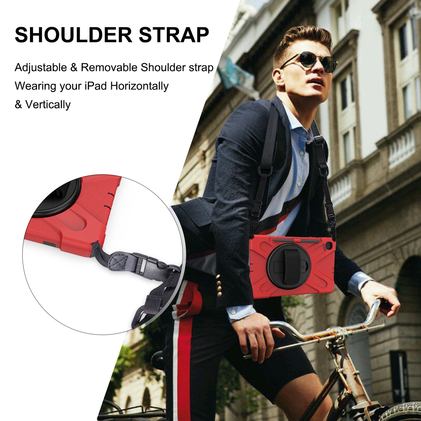 [X-Shape] PC + TPU 360 Degree Swivel Shell and Shoulder Strap for Samsung Galaxy Tab S6 Lite P610/P615/S6 Lite (2022)