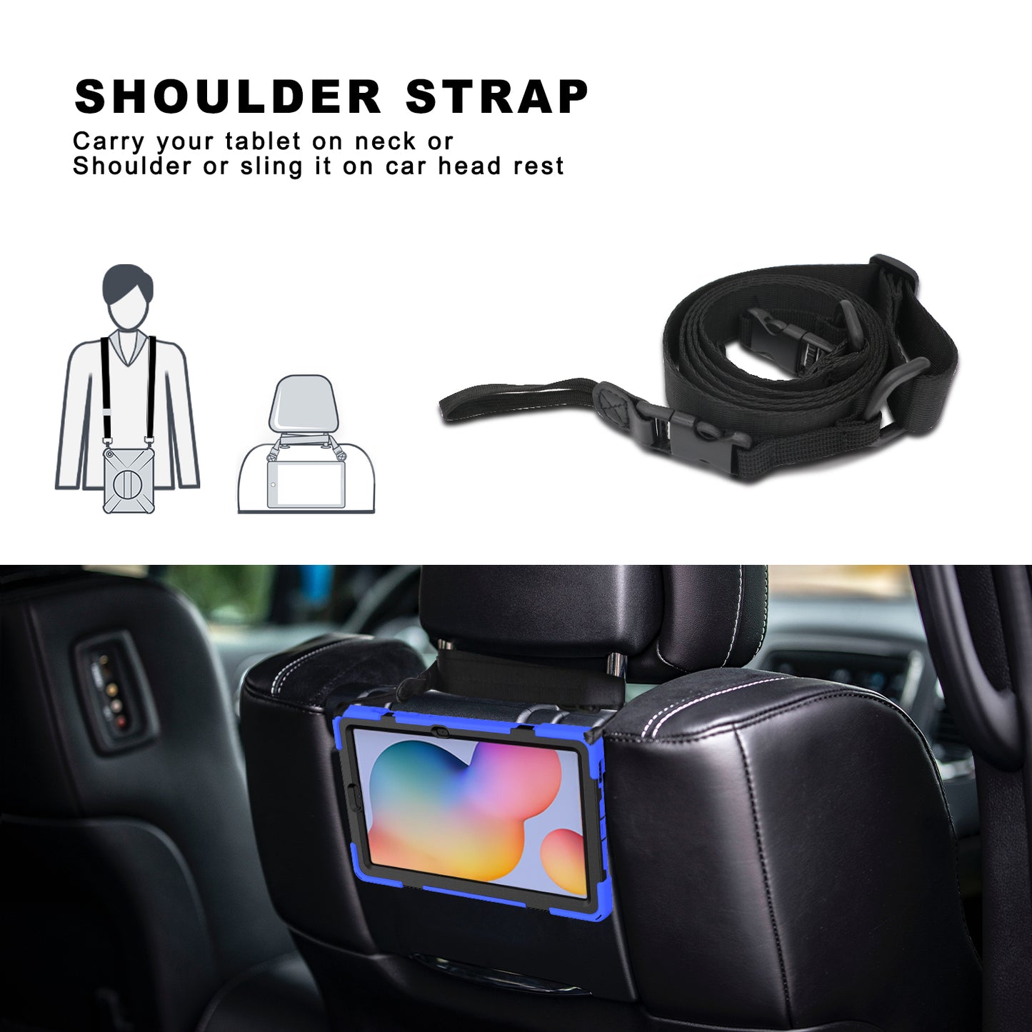 [X-Shape] PC + TPU 360 Degree Swivel Shell and Shoulder Strap for Samsung Galaxy Tab S6 Lite P610/P615/S6 Lite (2022)