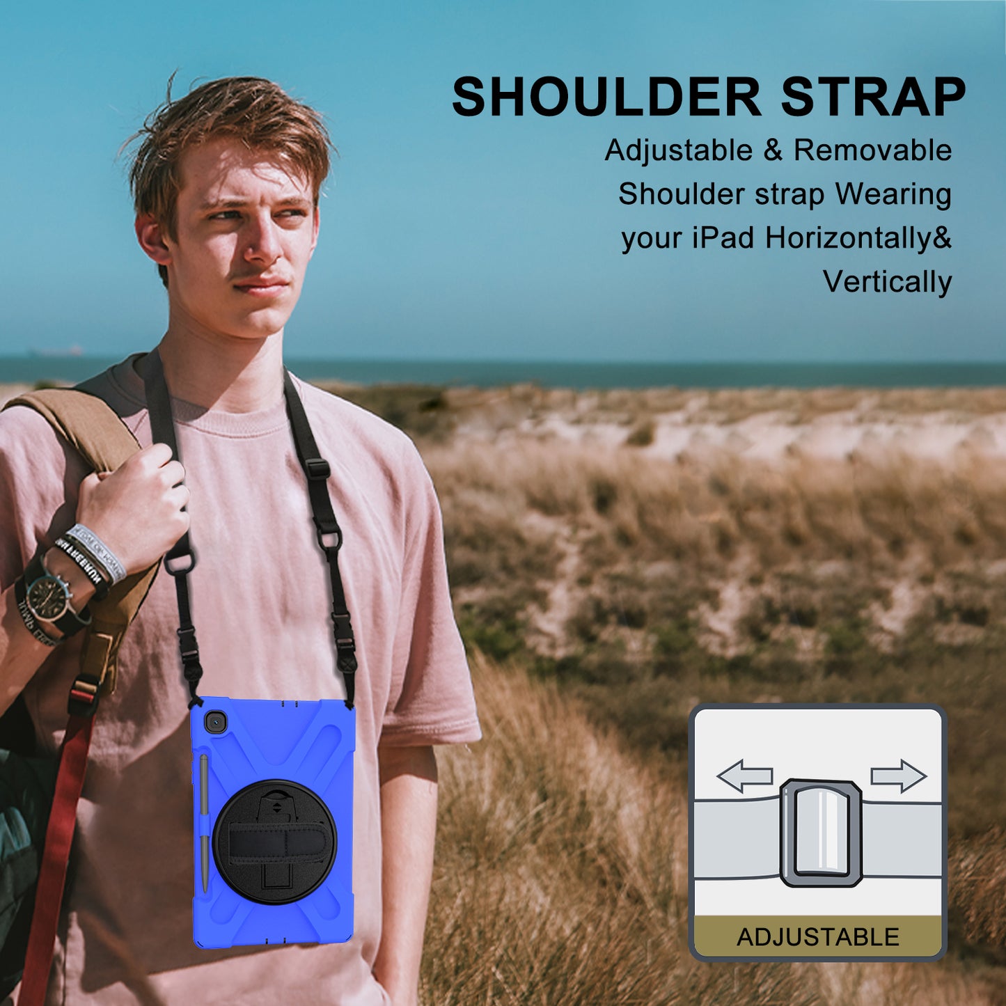 [X-Shape] PC + TPU 360 Degree Swivel Shell and Shoulder Strap for Samsung Galaxy Tab S6 Lite P610/P615/S6 Lite (2022)