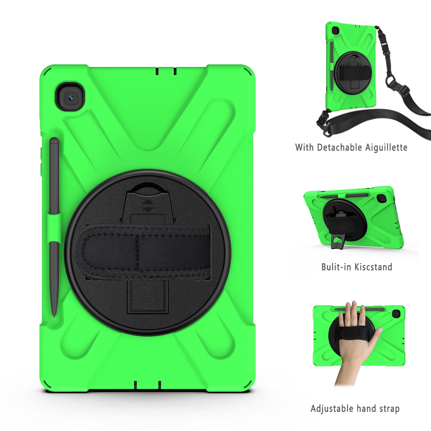 [X-Shape] PC + TPU 360 Degree Swivel Shell and Shoulder Strap for Samsung Galaxy Tab S6 Lite P610/P615/S6 Lite (2022)
