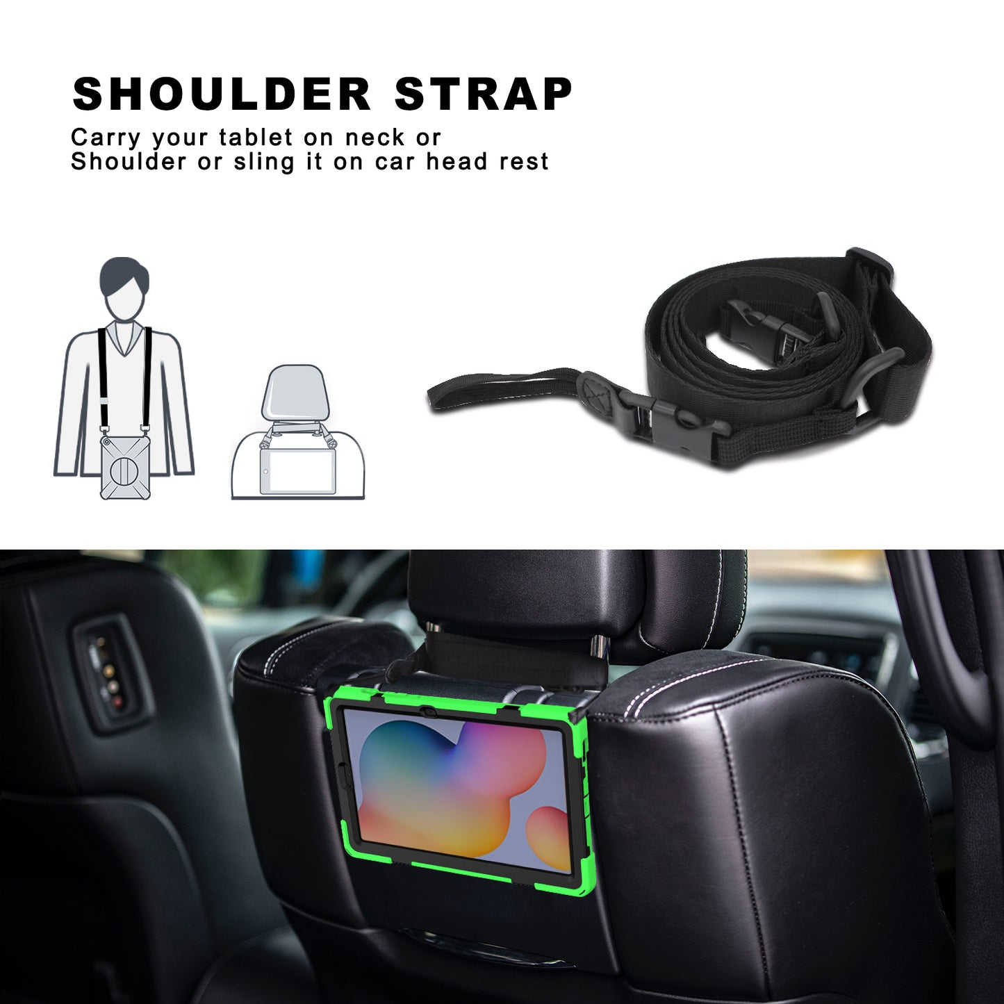 [X-Shape] PC + TPU 360 Degree Swivel Shell and Shoulder Strap for Samsung Galaxy Tab S6 Lite P610/P615/S6 Lite (2022)