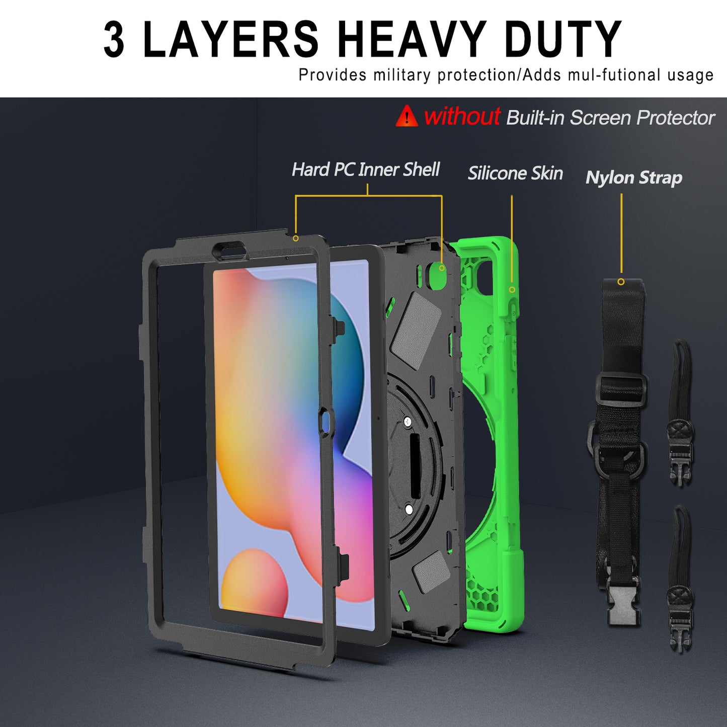 [X-Shape] PC + TPU 360 Degree Swivel Shell and Shoulder Strap for Samsung Galaxy Tab S6 Lite P610/P615/S6 Lite (2022)