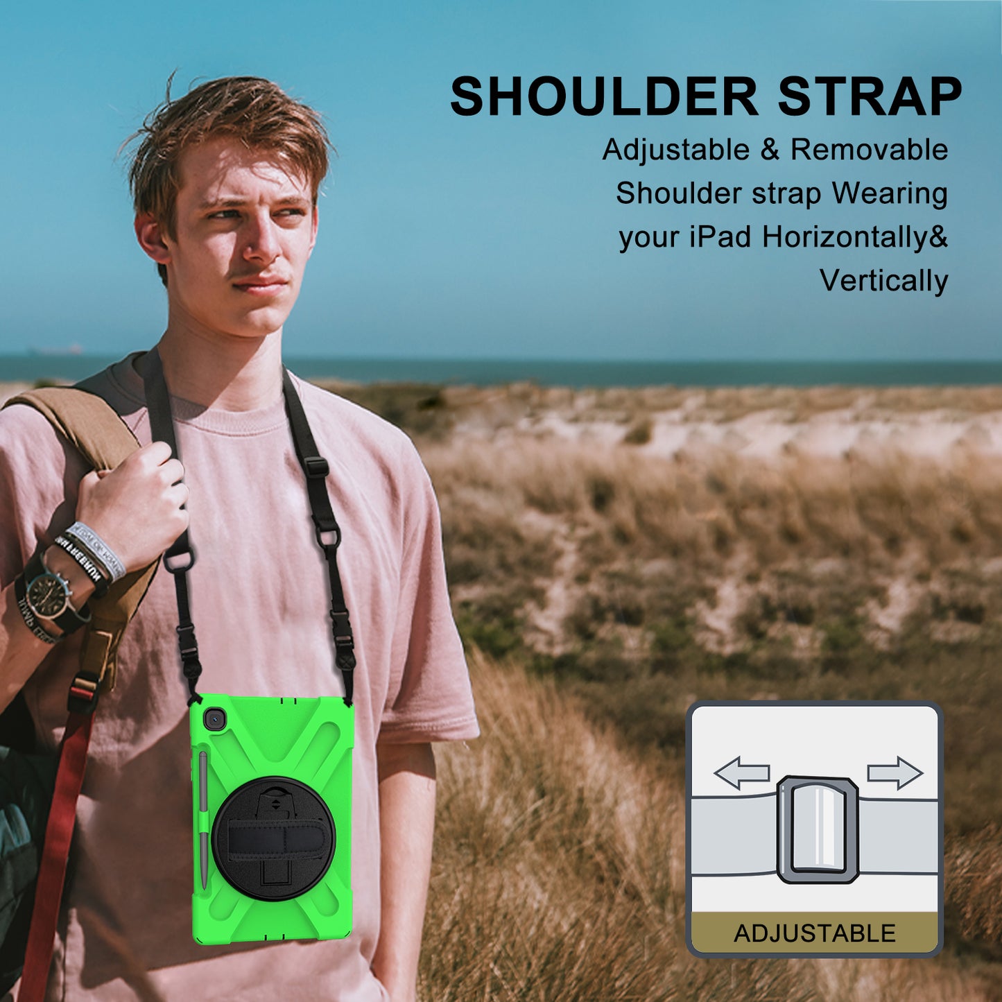 [X-Shape] PC + TPU 360 Degree Swivel Shell and Shoulder Strap for Samsung Galaxy Tab S6 Lite P610/P615/S6 Lite (2022)