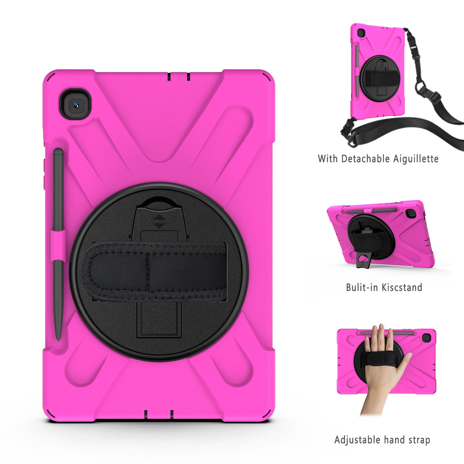 [X-Shape] PC + TPU 360 Degree Swivel Shell and Shoulder Strap for Samsung Galaxy Tab S6 Lite P610/P615/S6 Lite (2022)
