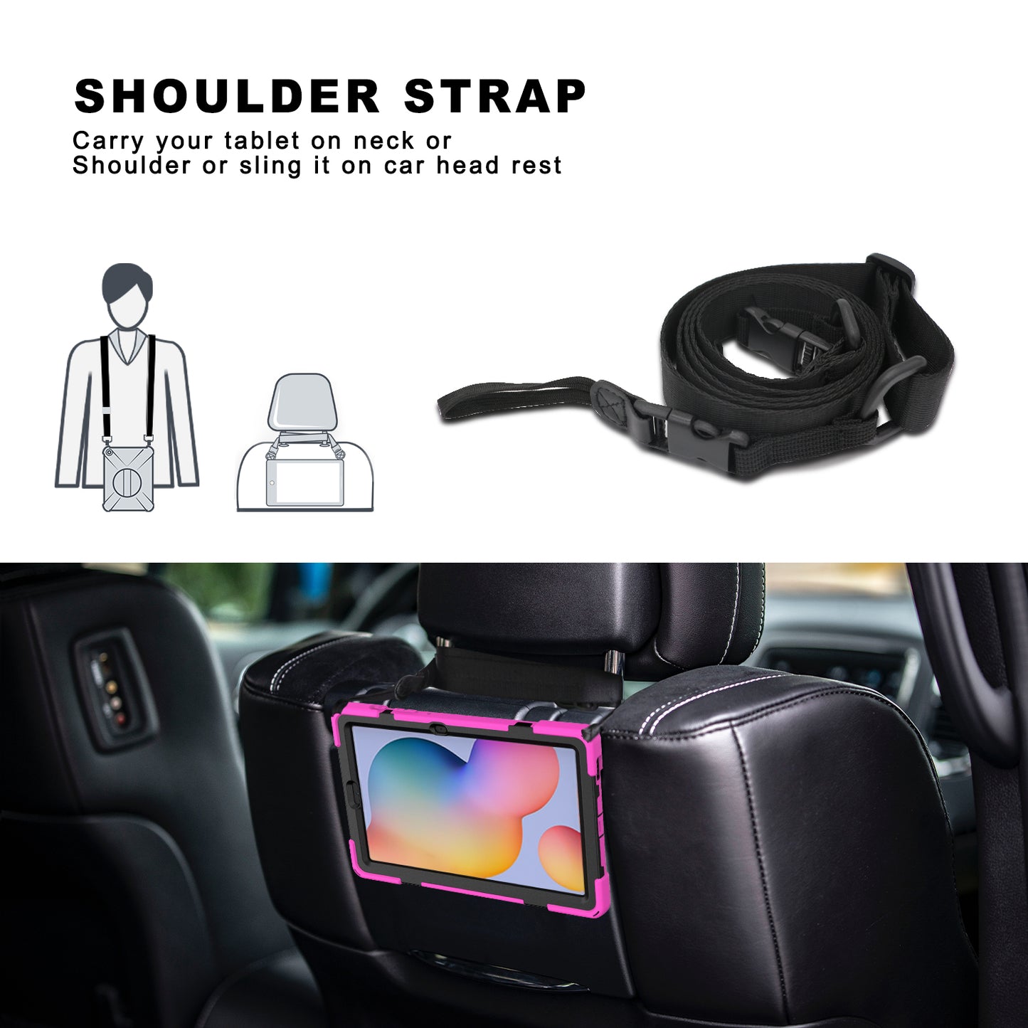 [X-Shape] PC + TPU 360 Degree Swivel Shell and Shoulder Strap for Samsung Galaxy Tab S6 Lite P610/P615/S6 Lite (2022)