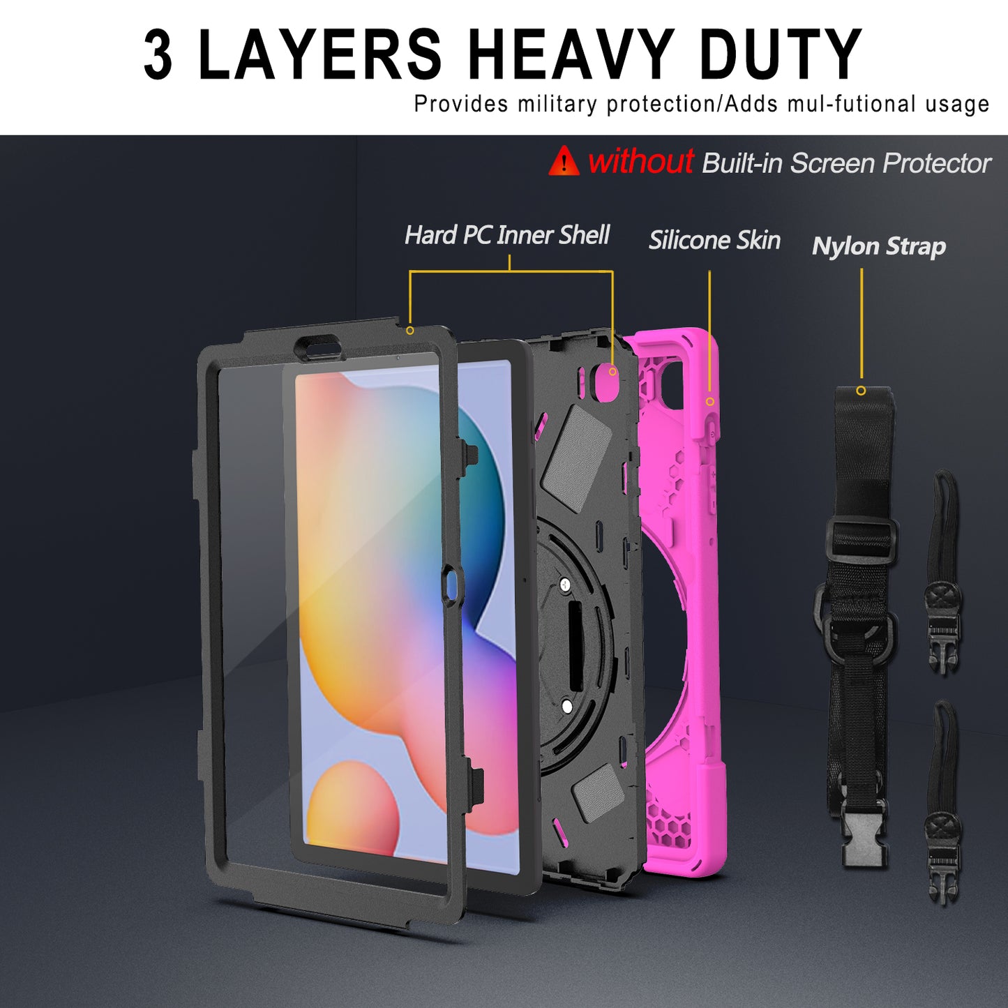 [X-Shape] PC + TPU 360 Degree Swivel Shell and Shoulder Strap for Samsung Galaxy Tab S6 Lite P610/P615/S6 Lite (2022)