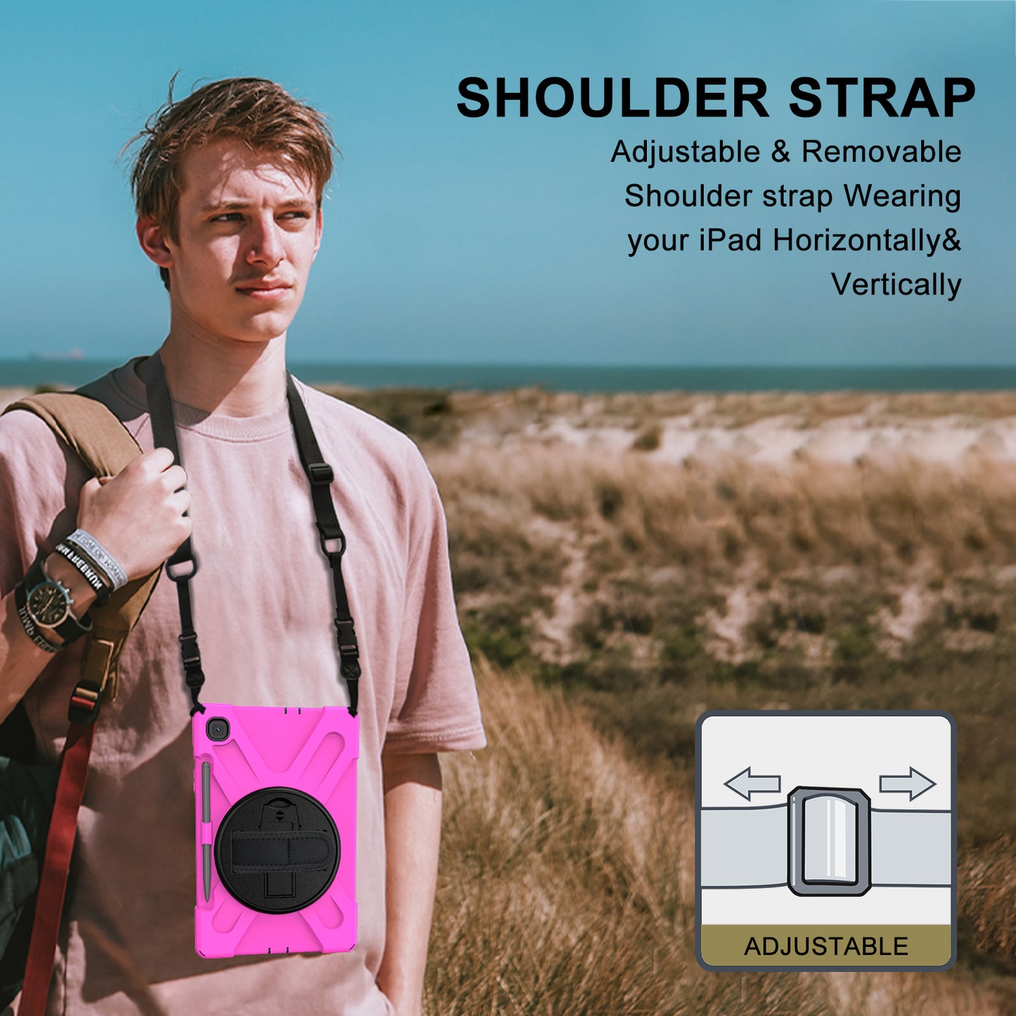 [X-Shape] PC + TPU 360 Degree Swivel Shell and Shoulder Strap for Samsung Galaxy Tab S6 Lite P610/P615/S6 Lite (2022)
