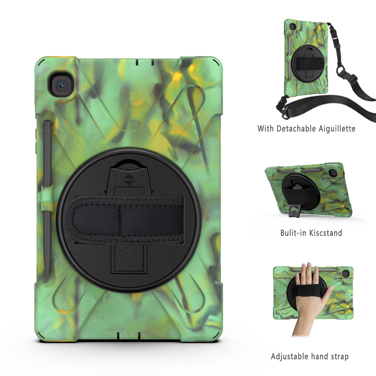 [X-Shape] PC + TPU 360 Degree Swivel Shell and Shoulder Strap for Samsung Galaxy Tab S6 Lite P610/P615/S6 Lite (2022)