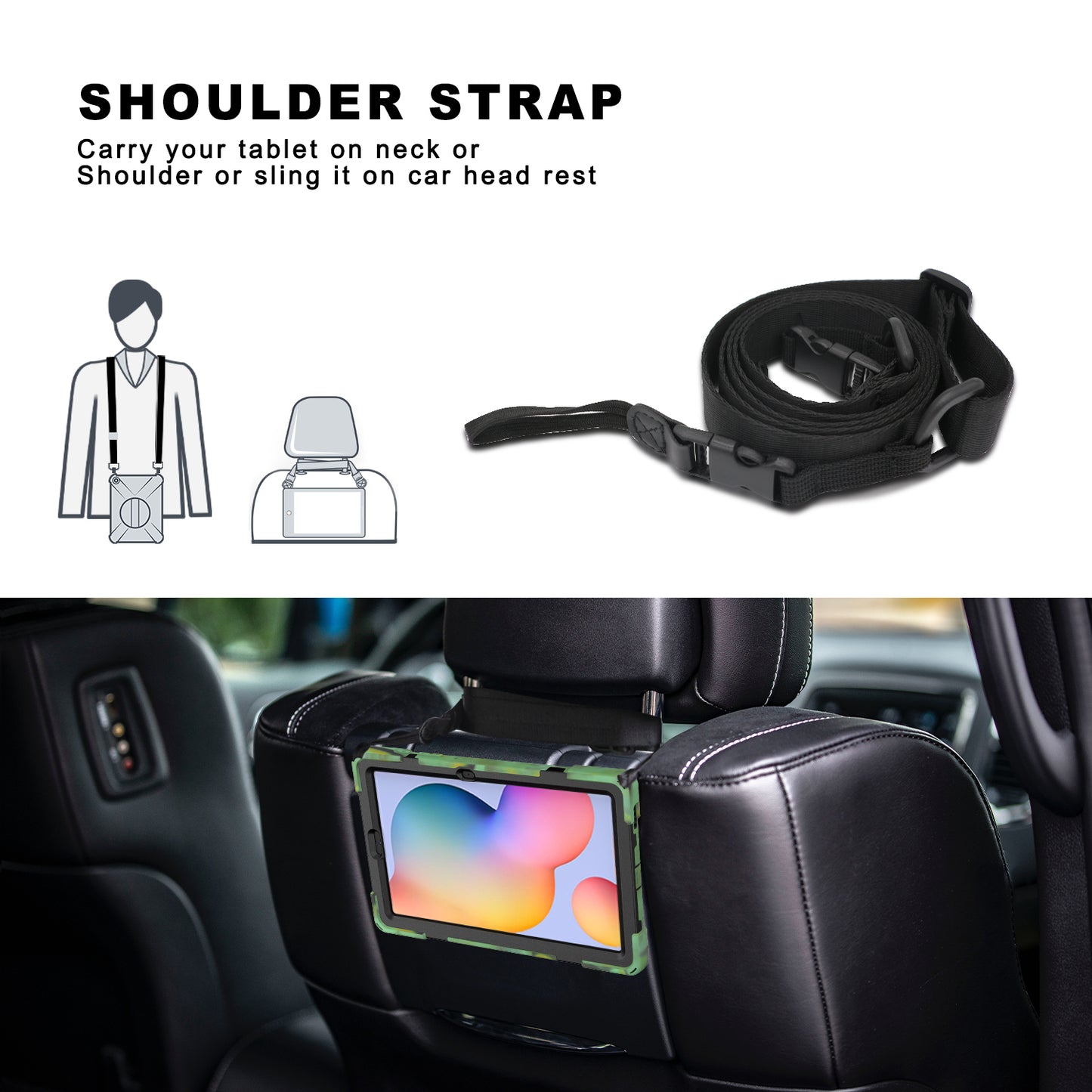 [X-Shape] PC + TPU 360 Degree Swivel Shell and Shoulder Strap for Samsung Galaxy Tab S6 Lite P610/P615/S6 Lite (2022)
