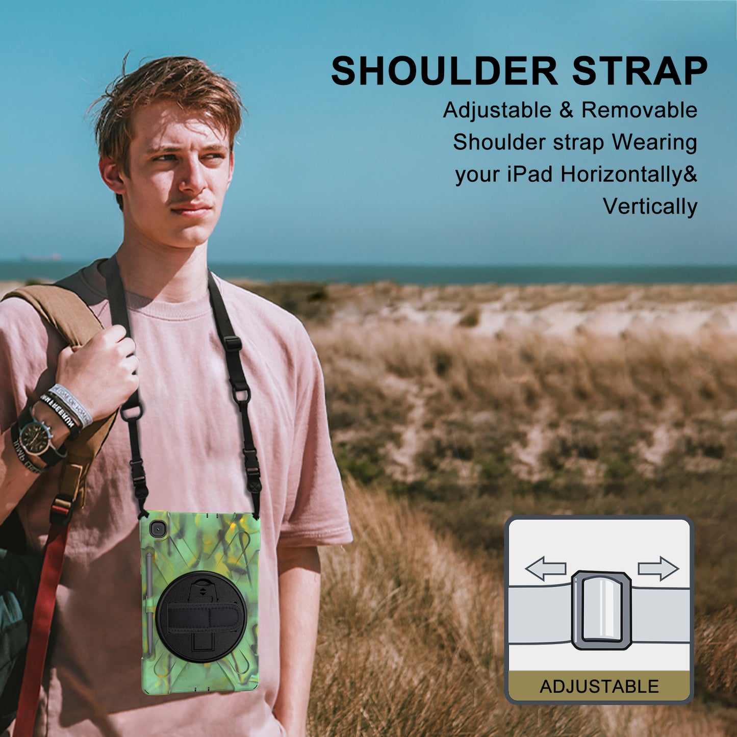 [X-Shape] PC + TPU 360 Degree Swivel Shell and Shoulder Strap for Samsung Galaxy Tab S6 Lite P610/P615/S6 Lite (2022)