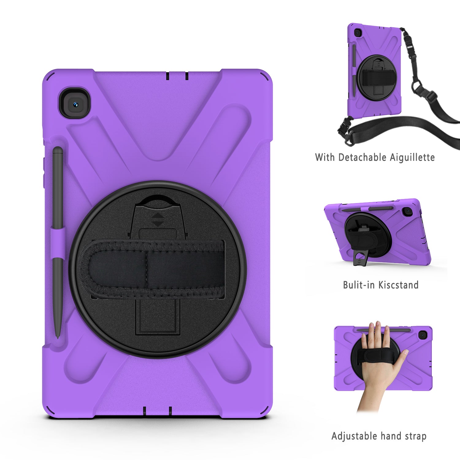 [X-Shape] PC + TPU 360 Degree Swivel Shell and Shoulder Strap for Samsung Galaxy Tab S6 Lite P610/P615/S6 Lite (2022)