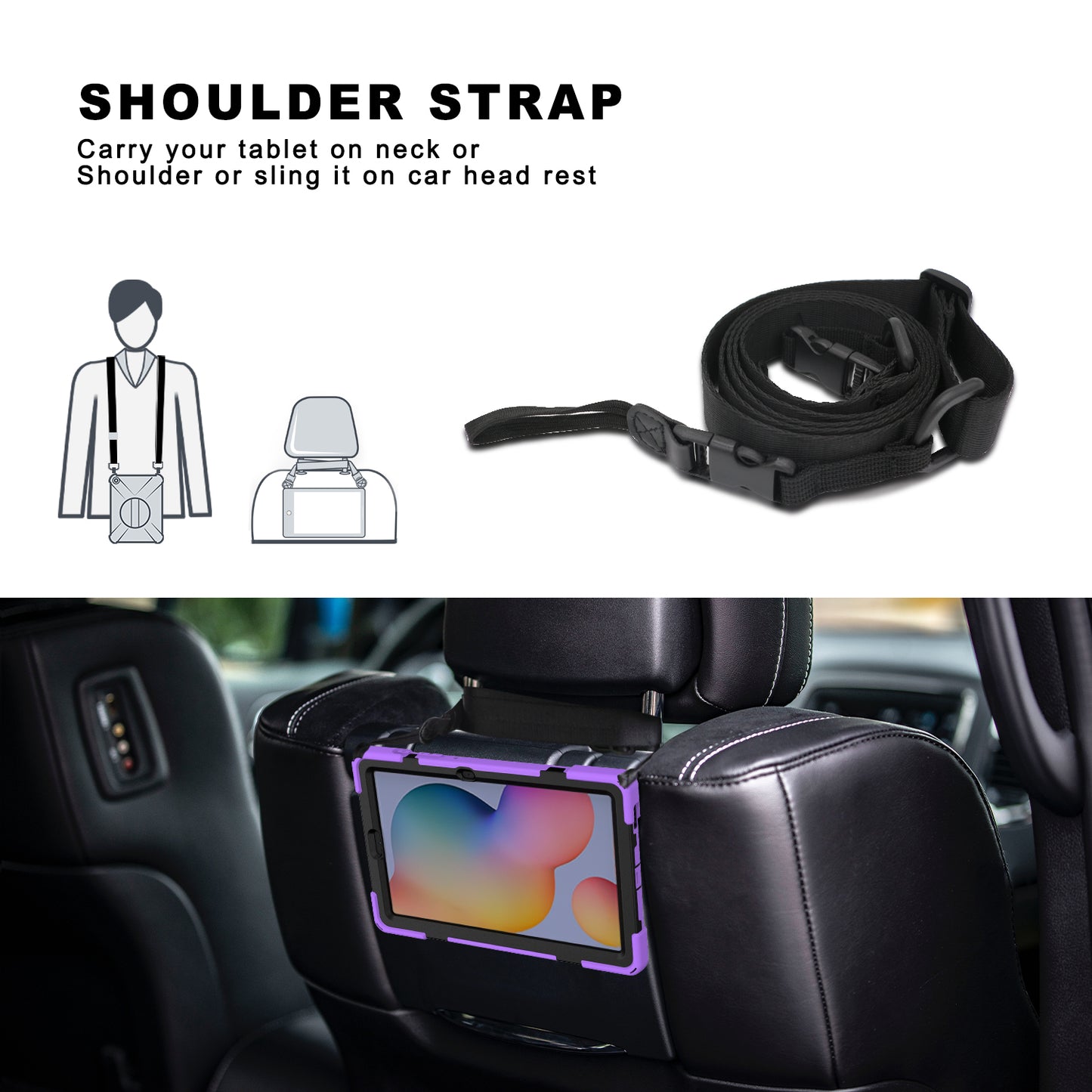 [X-Shape] PC + TPU 360 Degree Swivel Shell and Shoulder Strap for Samsung Galaxy Tab S6 Lite P610/P615/S6 Lite (2022)