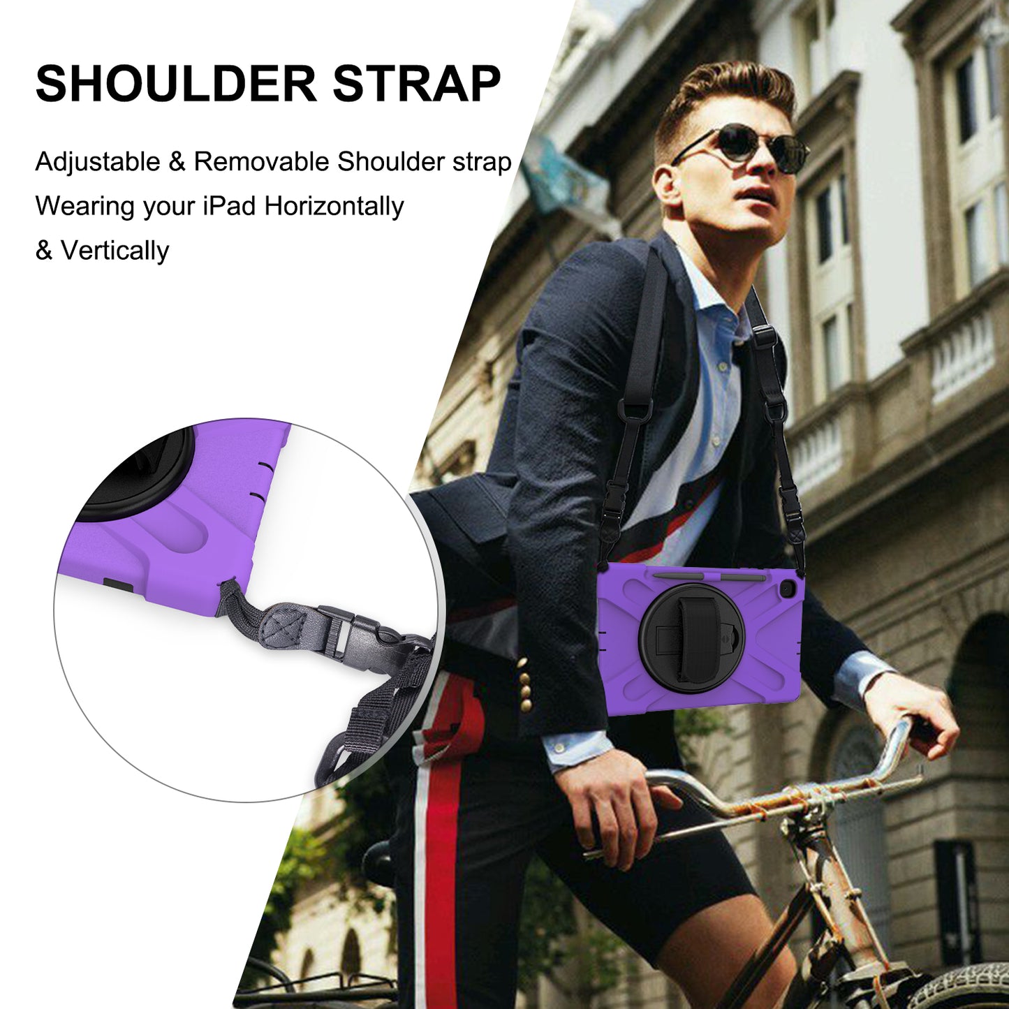 [X-Shape] PC + TPU 360 Degree Swivel Shell and Shoulder Strap for Samsung Galaxy Tab S6 Lite P610/P615/S6 Lite (2022)