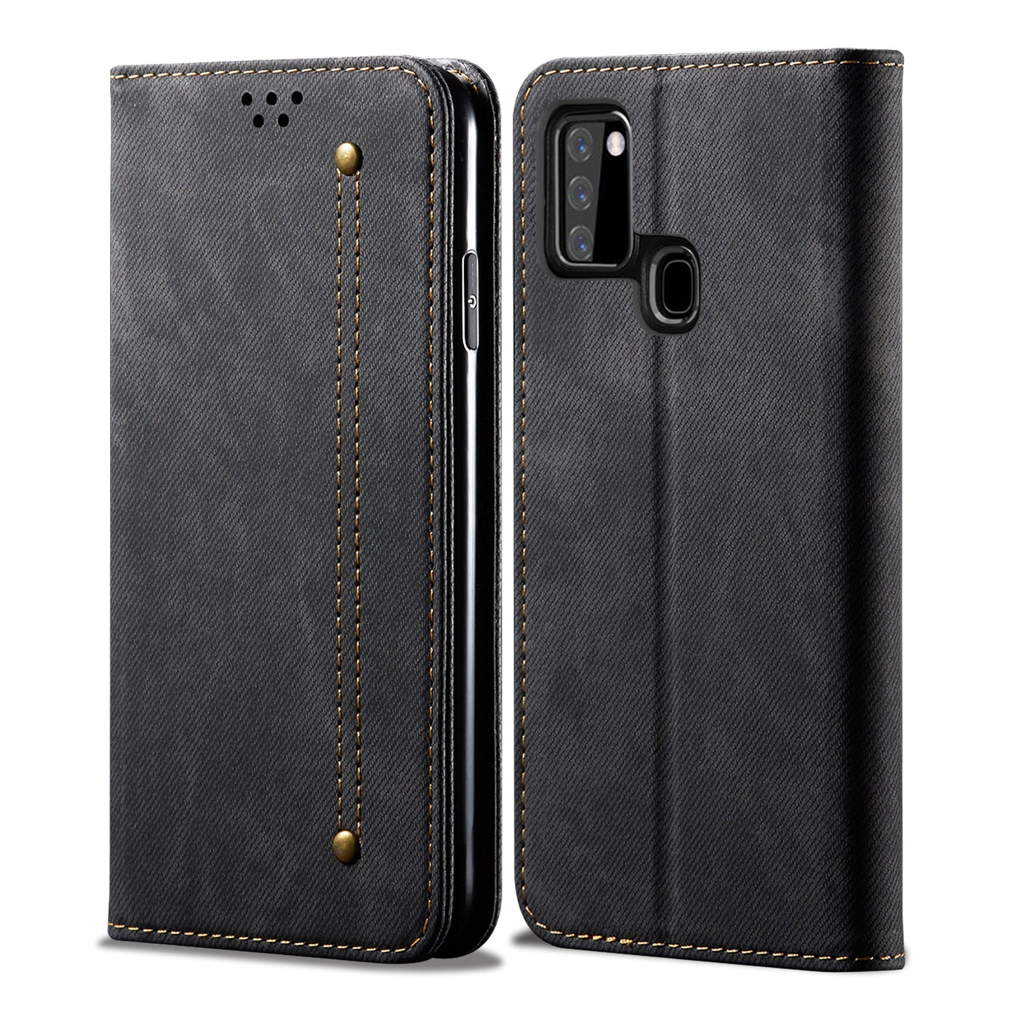 Retro Style Jeans Cloth Leather Shell for Samsung Galaxy A21s