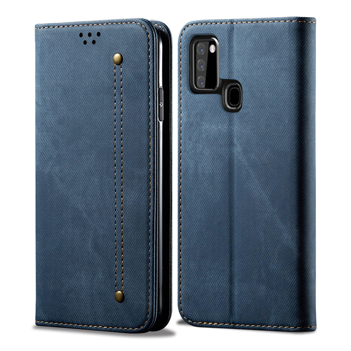 Retro Style Jeans Cloth Leather Shell for Samsung Galaxy A21s