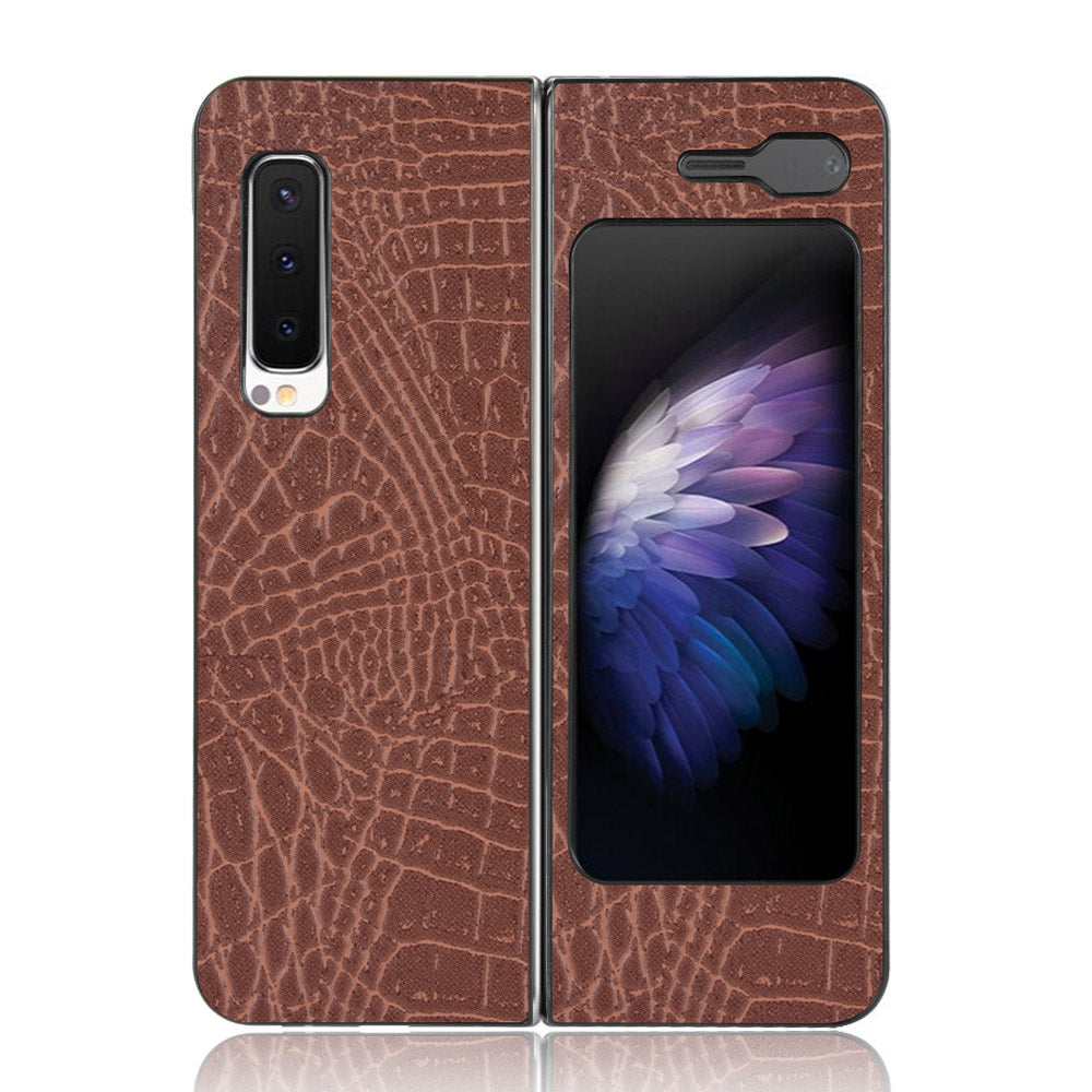 Crocodile Skin PU Leather Coated PC Phone Back Case for Samsung Galaxy Fold 5G / Fold 4G / W20 5G