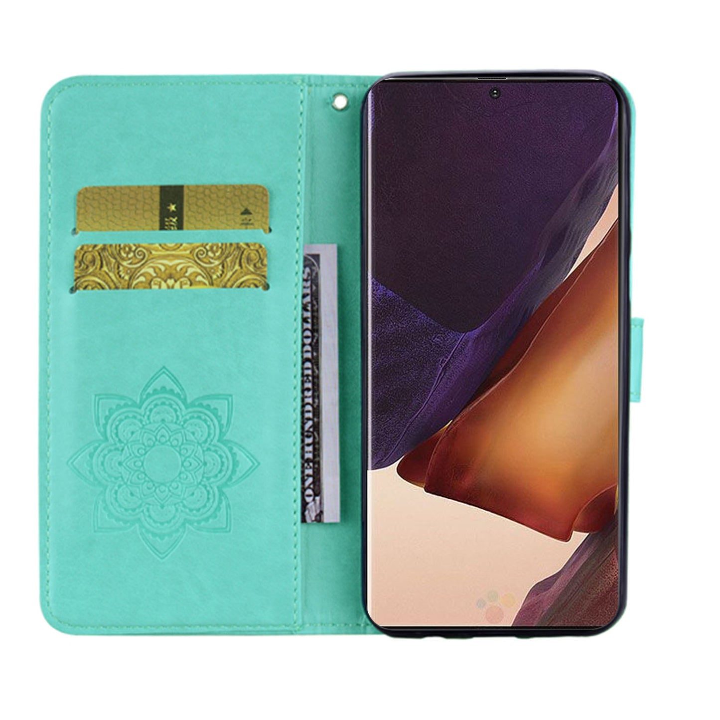 Rhinestone Decor Imprint Owl Flower Leather Wallet Stand Shell for Samsung Galaxy Note20 Ultra 5G / Galaxy Note20 Ultra