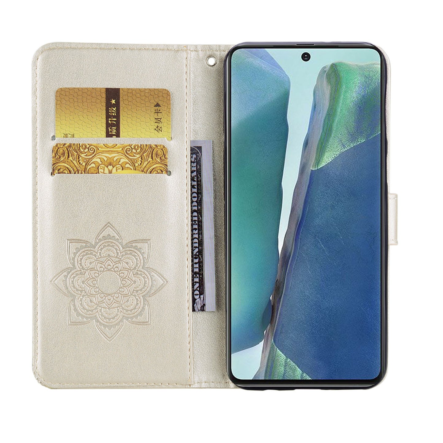 Rhinestone Decor Imprint Owl Flower Leather Wallet Stand Case for Samsung Galaxy Note20 4G/5G