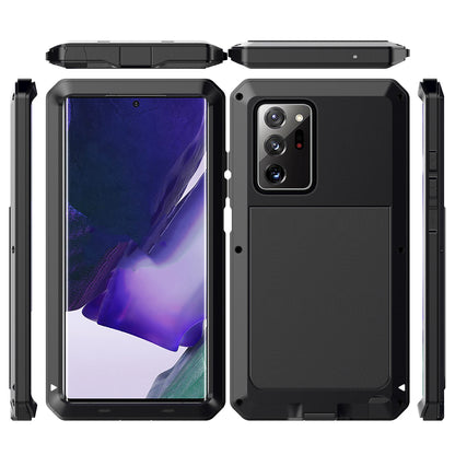 Tank Series Waterproof Dropproof Dustproof Silicone+Metal+Tempered Glass Hybrid Cover for Samsung Galaxy Note20 Ultra/Note20 Ultra 5G