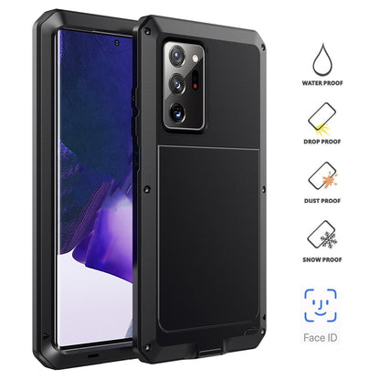 Tank Series Waterproof Dropproof Dustproof Silicone+Metal+Tempered Glass Hybrid Cover for Samsung Galaxy Note20 Ultra/Note20 Ultra 5G
