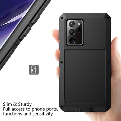 Tank Series Waterproof Dropproof Dustproof Silicone+Metal+Tempered Glass Hybrid Cover for Samsung Galaxy Note20 Ultra/Note20 Ultra 5G