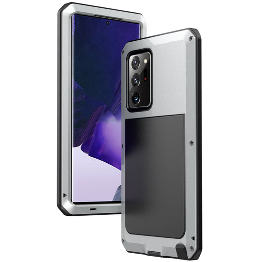 Tank Series Waterproof Dropproof Dustproof Silicone+Metal+Tempered Glass Hybrid Cover for Samsung Galaxy Note20 Ultra/Note20 Ultra 5G