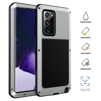 Tank Series Waterproof Dropproof Dustproof Silicone+Metal+Tempered Glass Hybrid Cover for Samsung Galaxy Note20 Ultra/Note20 Ultra 5G