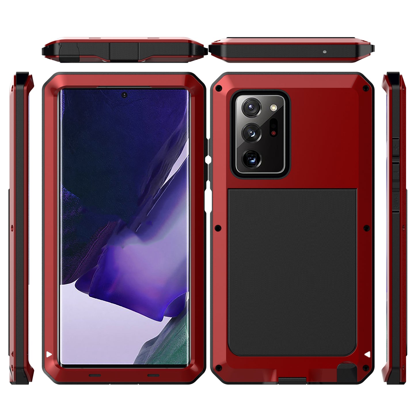 Tank Series Waterproof Dropproof Dustproof Silicone+Metal+Tempered Glass Hybrid Cover for Samsung Galaxy Note20 Ultra/Note20 Ultra 5G