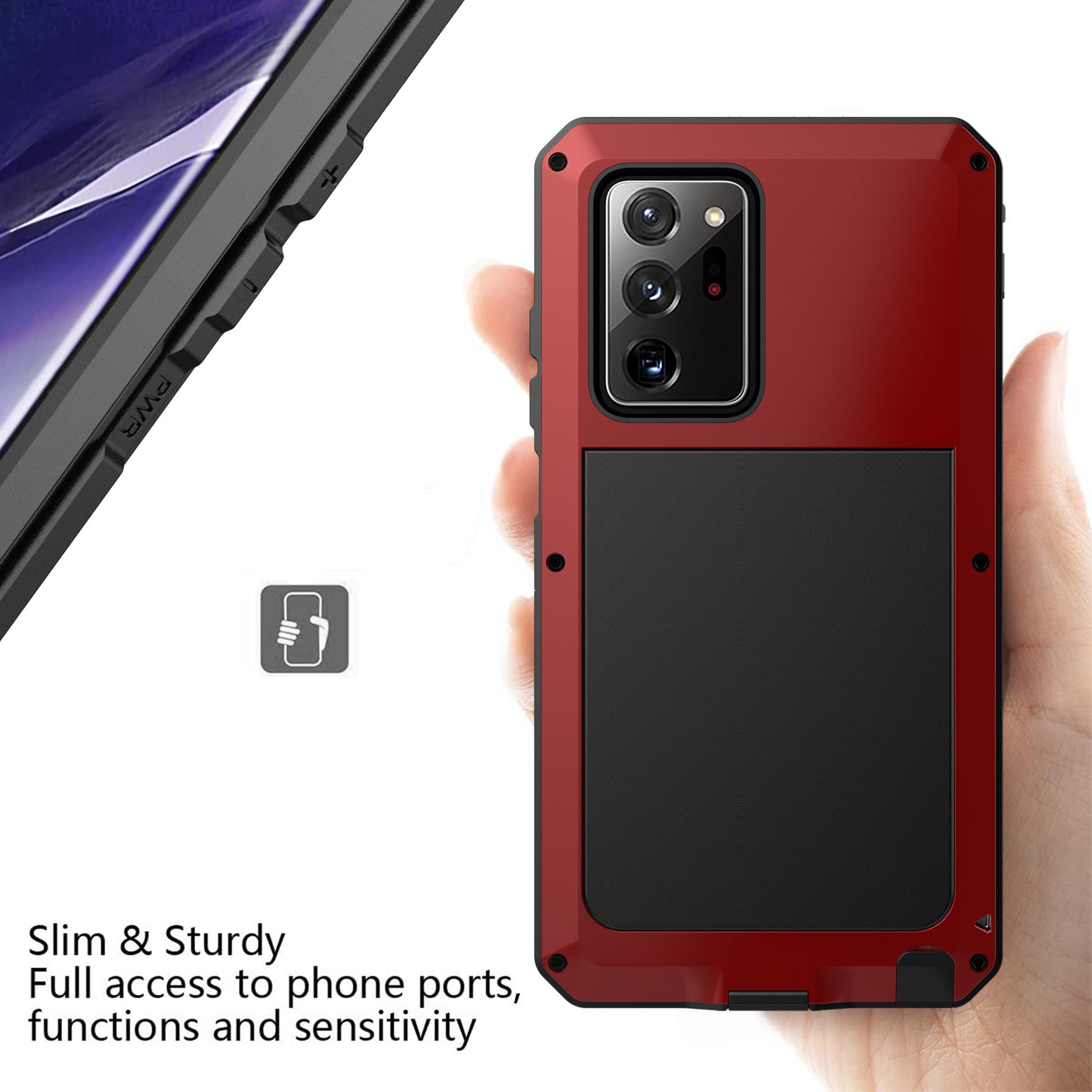 Tank Series Waterproof Dropproof Dustproof Silicone+Metal+Tempered Glass Hybrid Cover for Samsung Galaxy Note20 Ultra/Note20 Ultra 5G