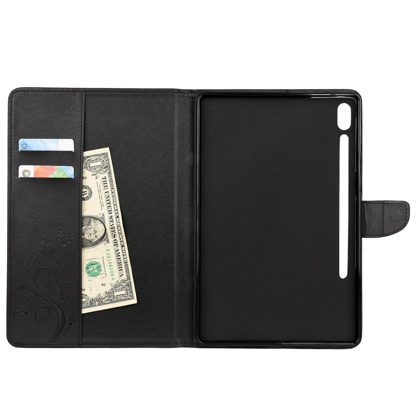 Imprint Butterfly Flower Wallet Leather Flip Shell for Samsung Galaxy Tab S6 T860 T865