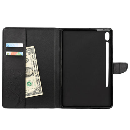 Imprint Butterfly Flower Wallet Leather Flip Shell for Samsung Galaxy Tab S6 T860 T865