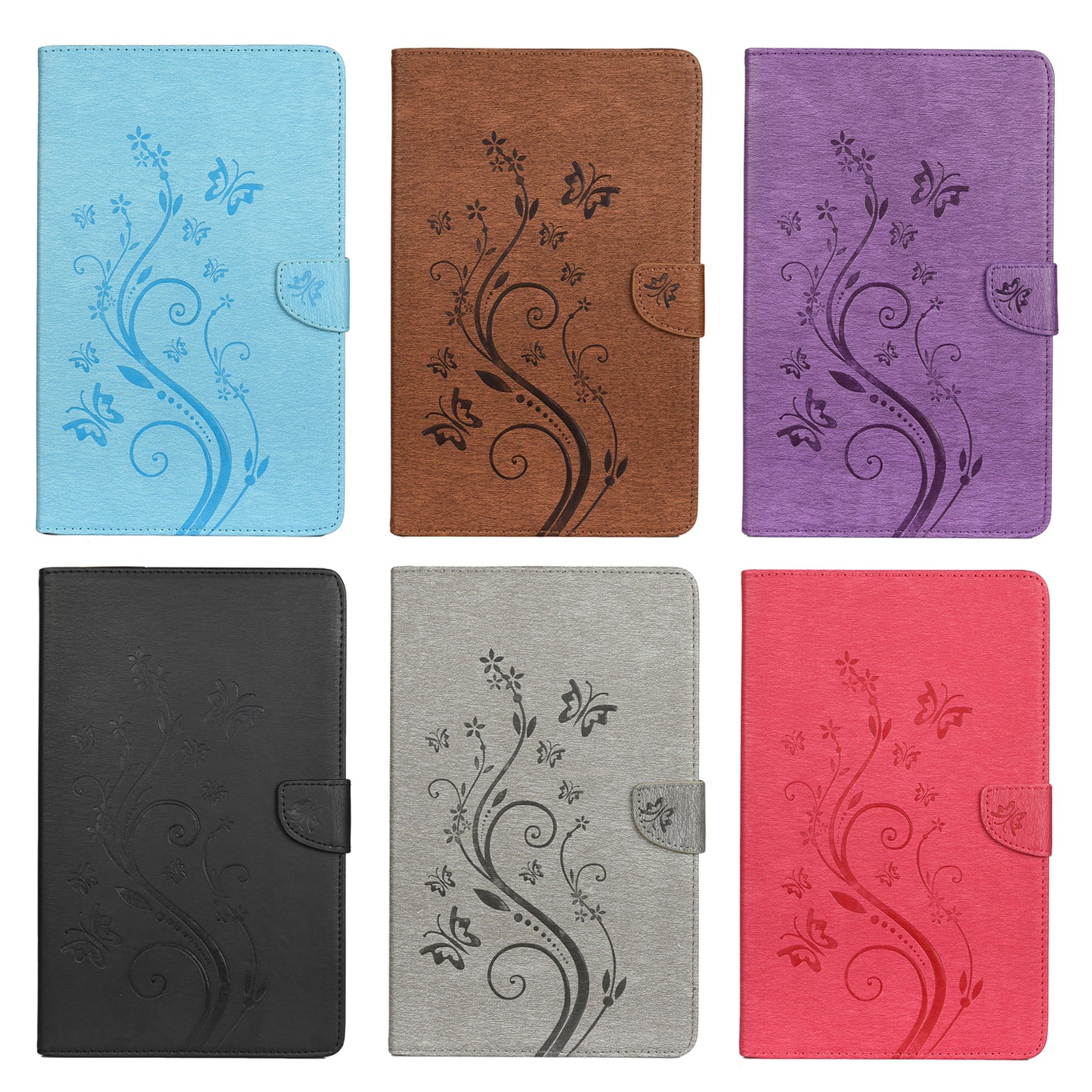 Imprint Butterfly Flower Wallet Leather Flip Shell for Samsung Galaxy Tab S6 T860 T865