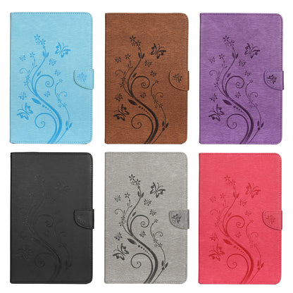 Imprint Butterfly Flower Wallet Leather Flip Shell for Samsung Galaxy Tab S6 T860 T865