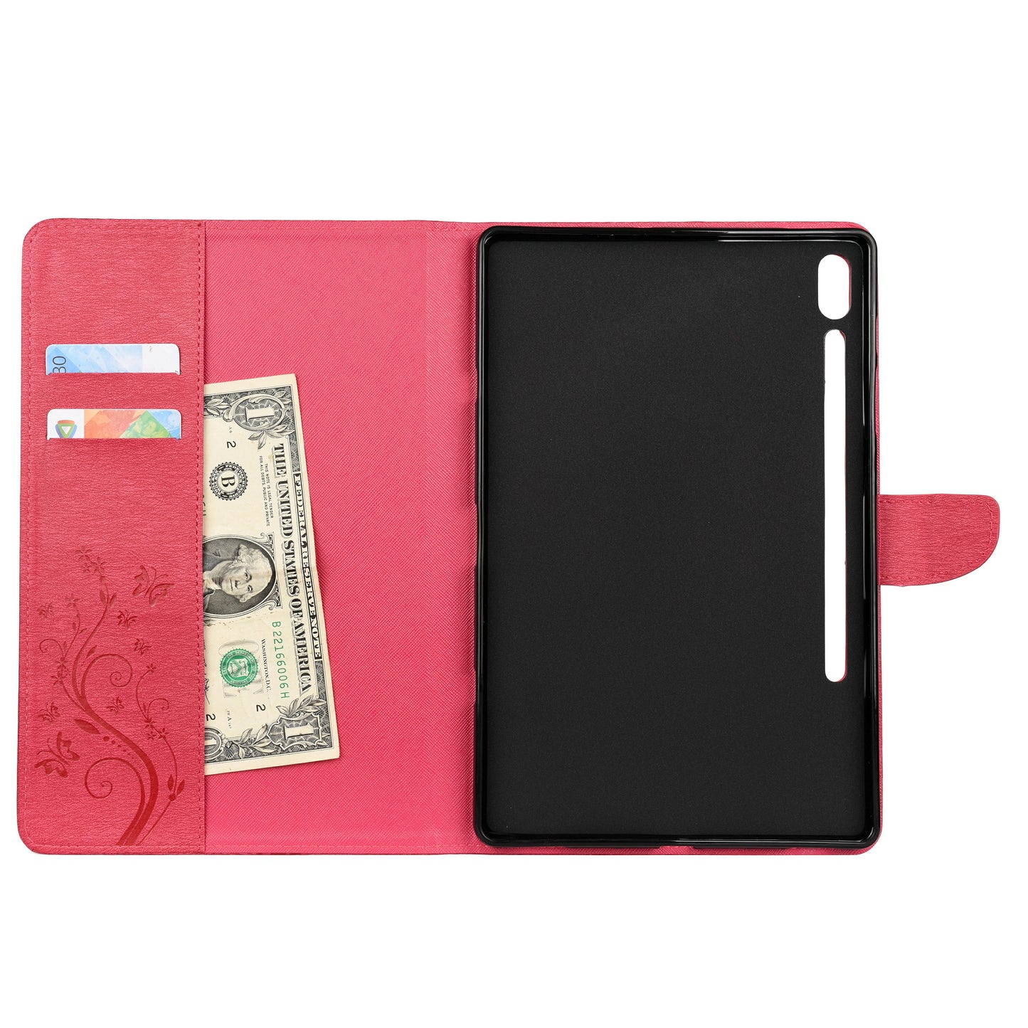 Imprint Butterfly Flower Wallet Leather Flip Shell for Samsung Galaxy Tab S6 T860 T865