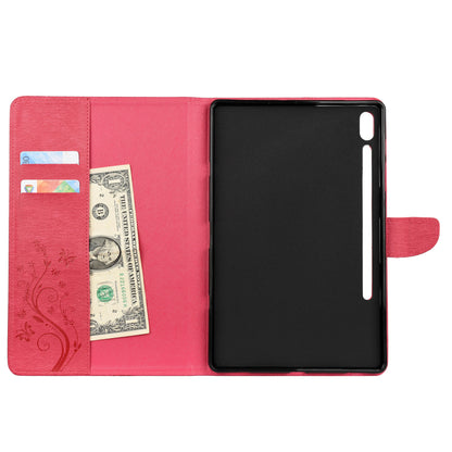 Imprint Butterfly Flower Wallet Leather Flip Shell for Samsung Galaxy Tab S6 T860 T865