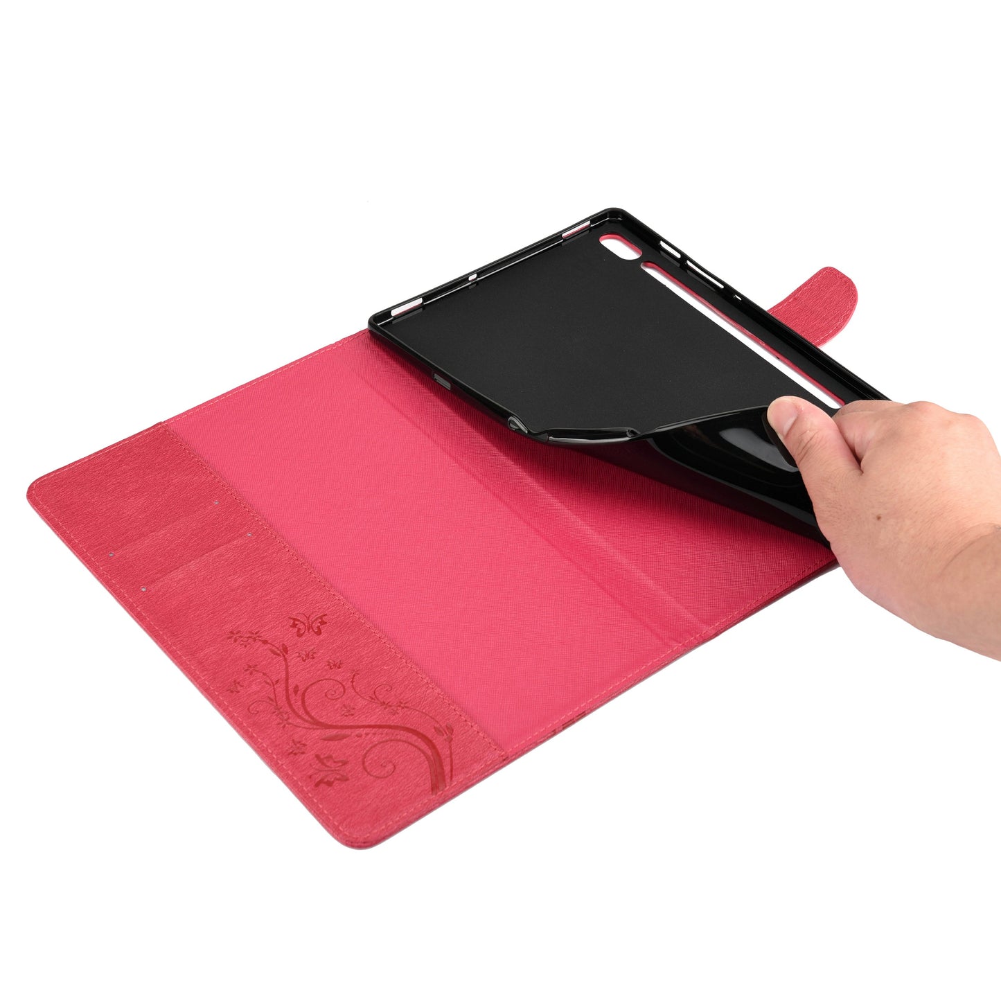 Imprint Butterfly Flower Wallet Leather Flip Shell for Samsung Galaxy Tab S6 T860 T865