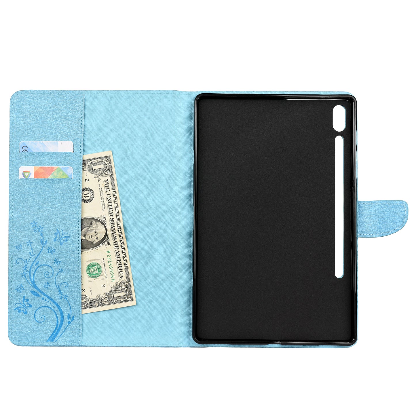 Imprint Butterfly Flower Wallet Leather Flip Shell for Samsung Galaxy Tab S6 T860 T865
