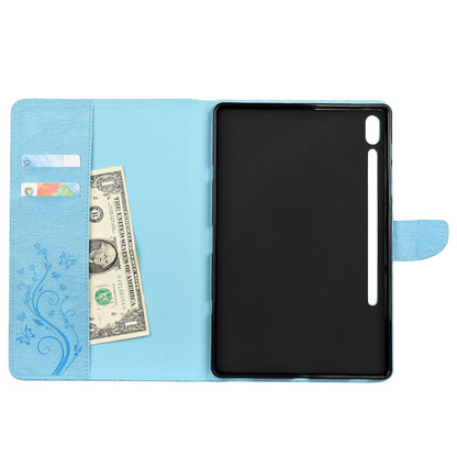 Imprint Butterfly Flower Wallet Leather Flip Shell for Samsung Galaxy Tab S6 T860 T865